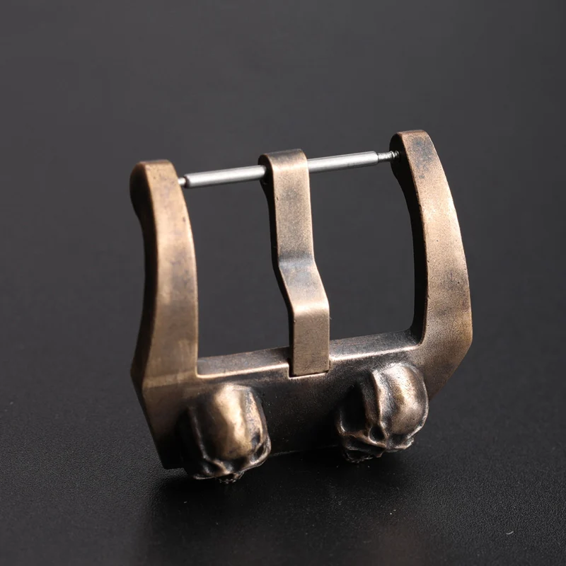Embossed Skull Design Aged Bronze Watch Clasp - Image 3