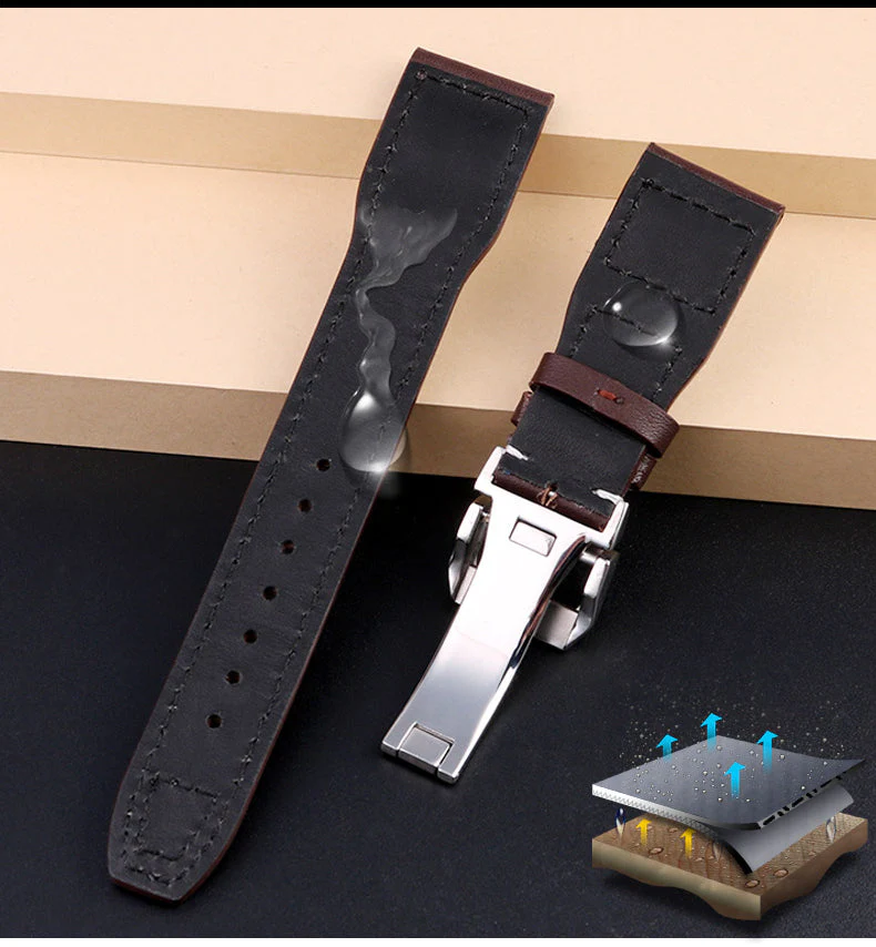 Genuine Leather Rivets Watchband For Big Pilot Watch - Image 5