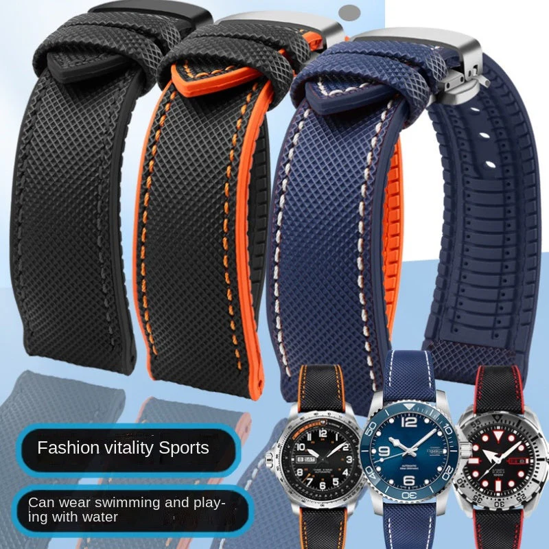 Breathable Rubber Canvas Watch Strap - Image 3