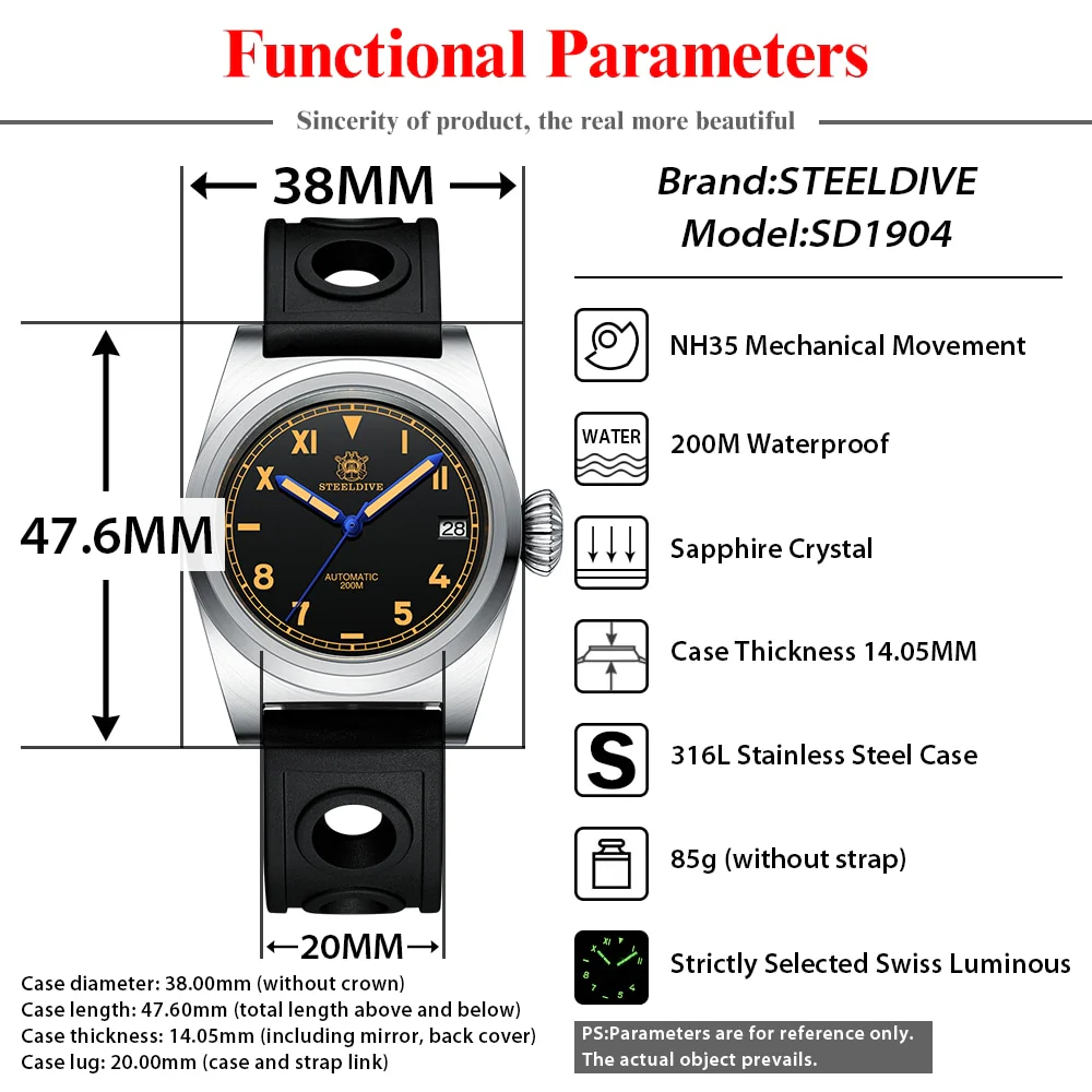 Steeldive SD1904 NH35 Vintage Military Pilot Watch - Image 13