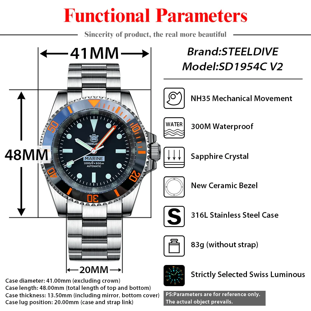★Hot Deals★Steeldive SD1954C Orange Sub Automatic Watch V2 - Image 15