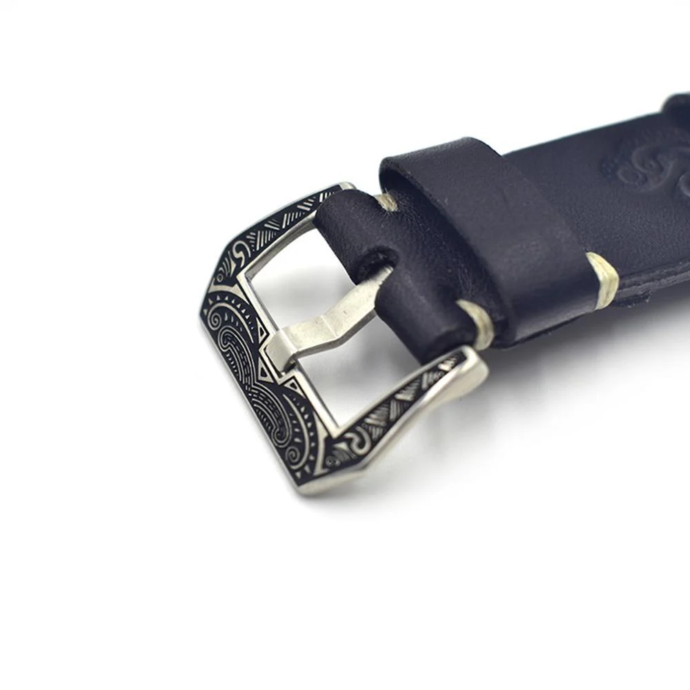Vintage Carved 316L Stainless Steel Watch Band Buckle - Image 3